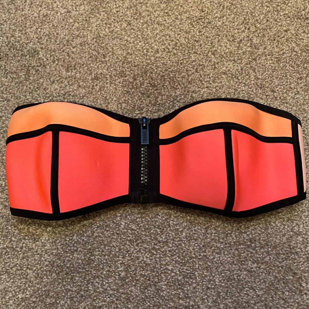Triangl orange strapless top